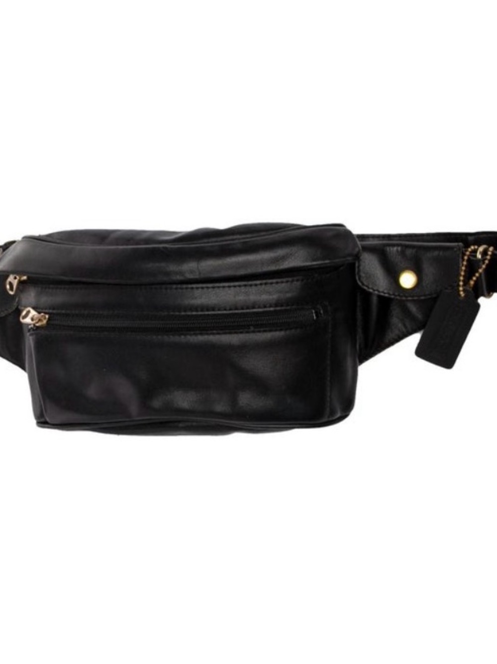 Rare Coach Black Leather Belt Bag Fanny pack Gold Hardware